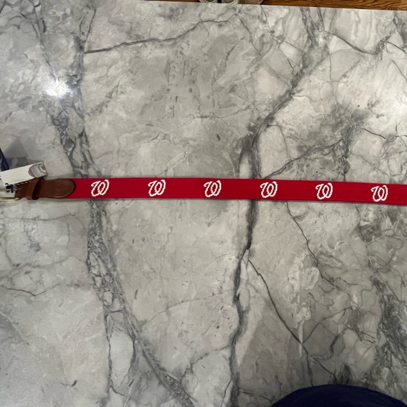 NWT Smathers & Branson MLB Washington Nationals Red Needlepoint Men's Belt - Picture 7 of 7